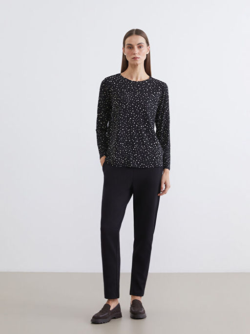 Bisiklet Yaka Desenli Bluz