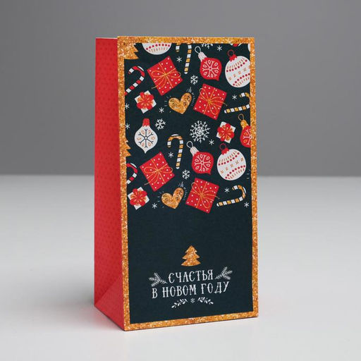 Цена за 5 шт. Пакет подарочный без ручек «Счастья в Новом Году», 10×19×7 см