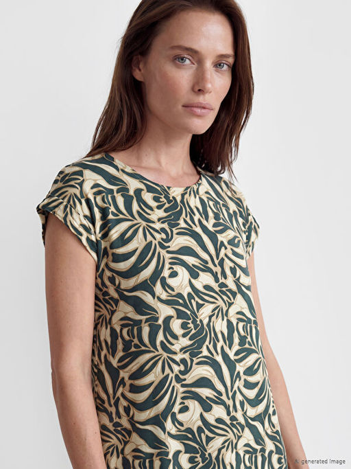 Bisiklet Yaka Desenli A Kesim Elbise