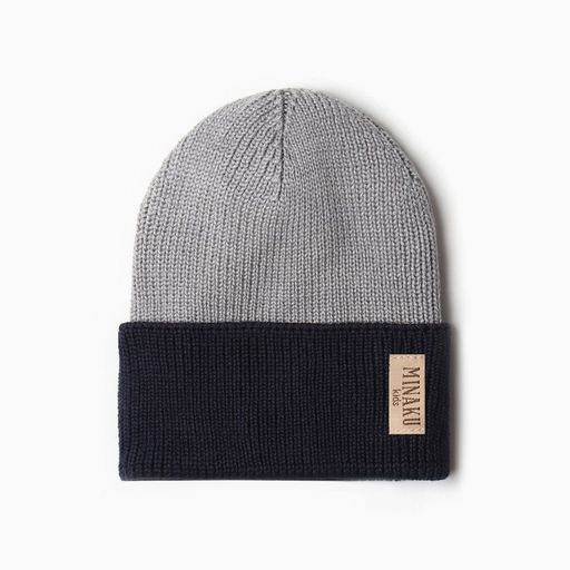 Шапка для мальчика MINAKU: Hello, winter, размер 50-52 (3-4 лет), синяя, серая