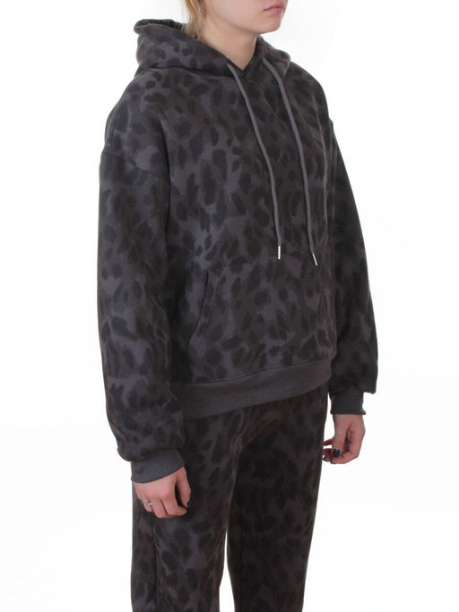 868-6 DK. GRAY/LEOPARD Костюм спортивный зимний женский (95% хлопок, 5% полиэстер)