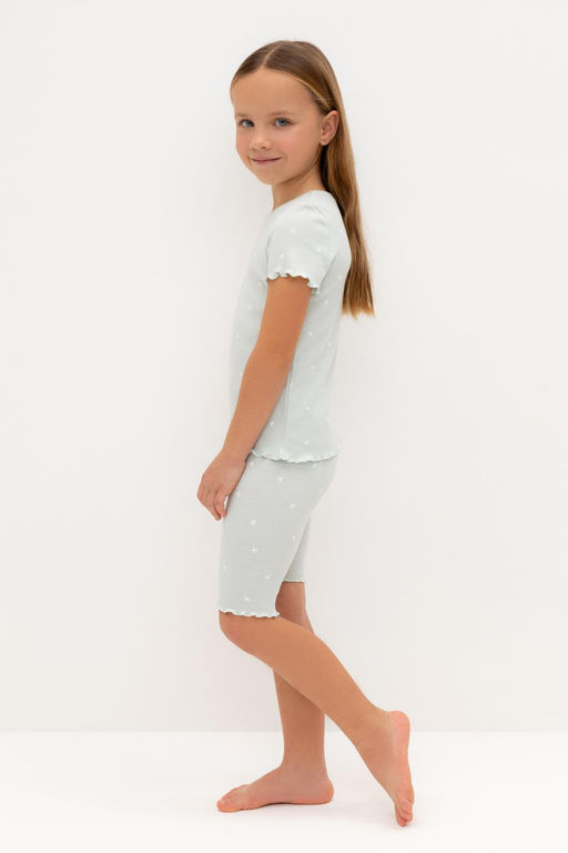 К 1632/серое небо,мини листики пижама для дев