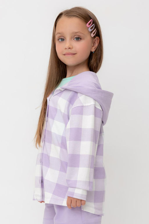 Crockid _ КР 302698-1/пастельно-лиловый,клетка виши к541 рубашка для дев  фото 9