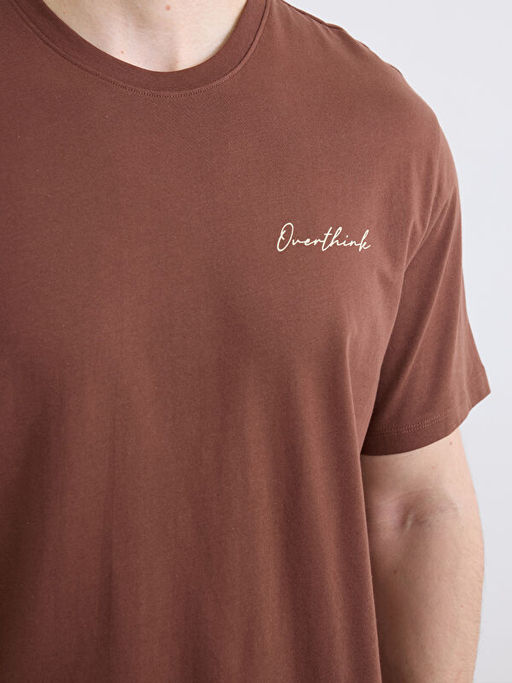 Bisiklet Yaka Bask?l? Penye Erkek Ti??rt