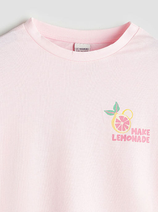 Bisiklet Yaka ?i?ekli K?z ?ocuk Ti??rt