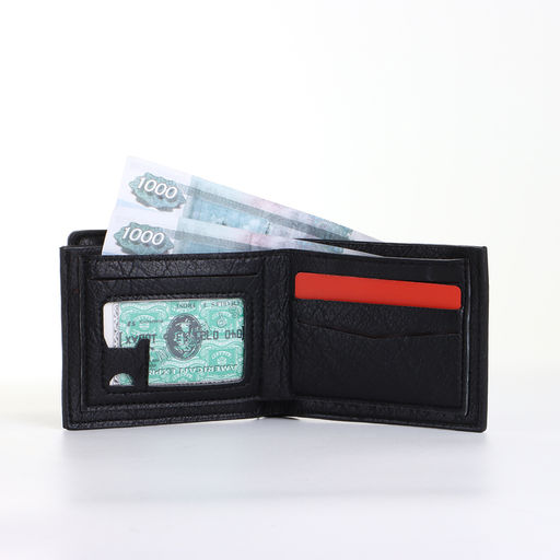 Портмоне мужское, с картхолдером, без застёжки, чёрное