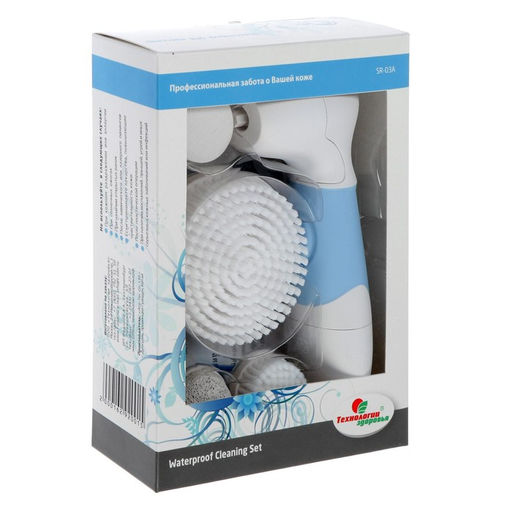 Прибор для ухода за лицом SR-03A, влагостойкий, чистка и пилинг, от батареек 4хАА, белый