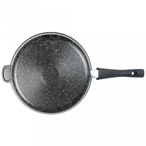Сковорода с тефлоновым покрытием д28см "Гранит", h7см, s0,42см, съемная ручка из термостойкого пластика (Россия)