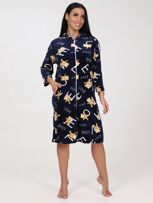Марина ХАЛАТ ЖЕНСКИЙ (Синий/мишки) - А-дина фото 2