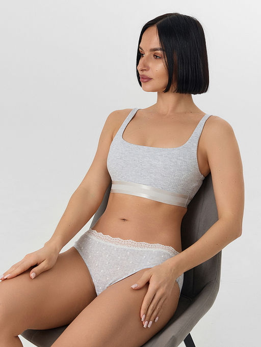 Цена за 2 штуки! Трусы слипы женские серые с принтом в сердечко - Mark formelle фото 7