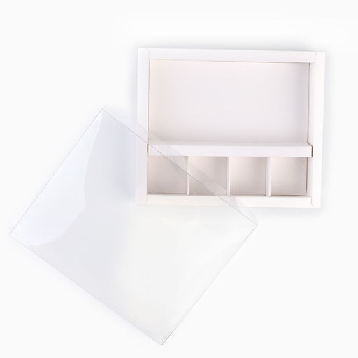 Цена за 5 шт. Коробка под 4 конфеты и шоколад с ячейками «Белая» 18.8 х 15.7 х 3 см