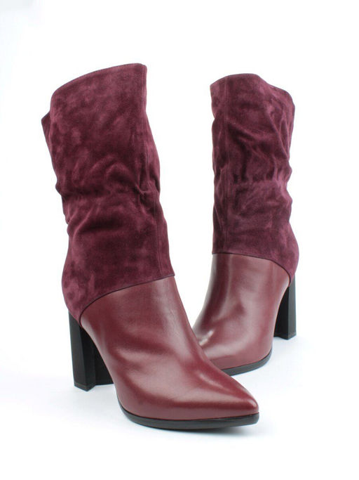 02-YF190-051M DK. RED Сапоги зимние женские (натуральная замша, байка, натуральный мех)