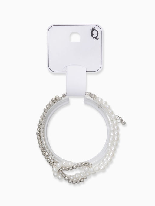 Браслет жемчужный "Узел", цвет белый в серебре 17+5см, бусина 6