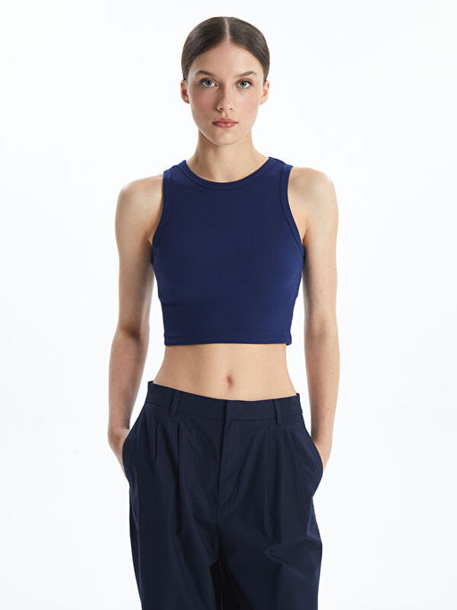 Bisiklet Yaka Dokulu Kad?n Crop