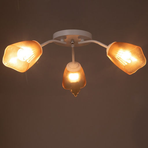 Люстра «Оникс» BayerLux 3×15 Вт E27, белый-коричневый, 50×50×15 см