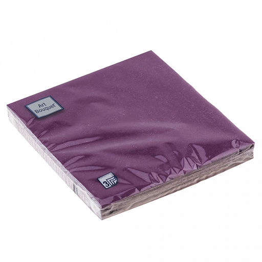 Салфетки бумажные Art Bouquet 33х33см, 3-х слойные, 16 штук в упаковке, 100% целлюлоза, Барокко. Фиолетовый (Россия)