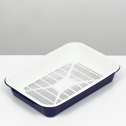 Туалет средний с сеткой 36×26×6.5 см, лоток синий/сетка белая