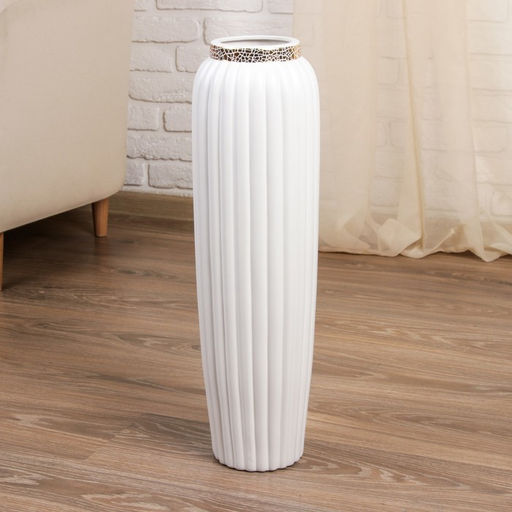 Ваза для цветов напольная «Геометрия люкс», вертикаль, d=9.5 см, h=60 см, керамика, белая