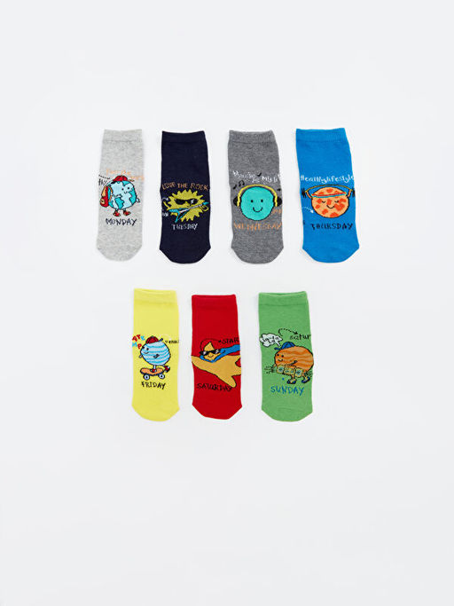 Desenli Erkek ?ocuk Soket ?orap 7li