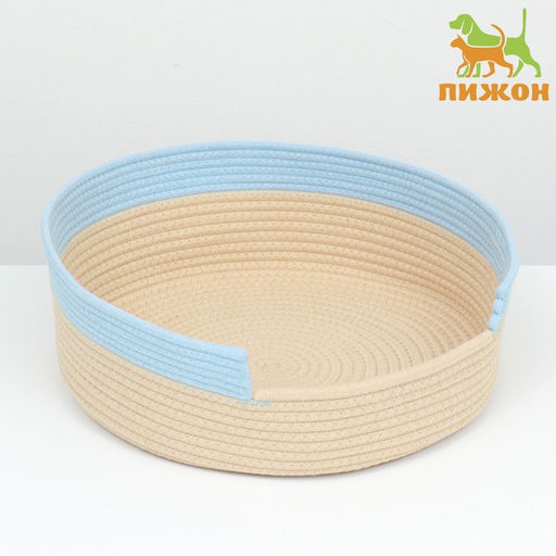 Экологичный лежак для животных,40×40×11 см, вес до 15 кг, бежево-голубой