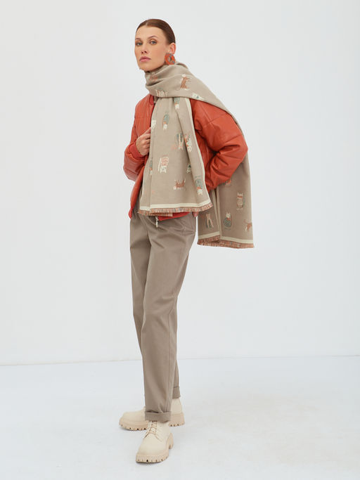 Большой, мягкий, теплый двусторонний палантин с принтом. - Tantino фото 5