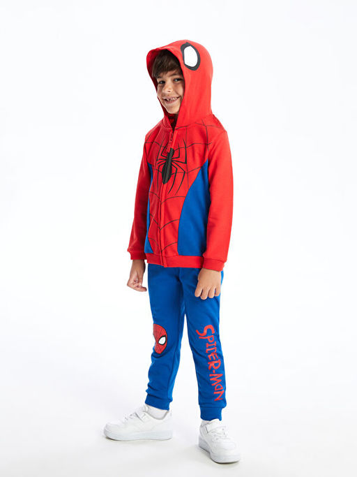 Kap??onlu Spider-Man Bask?l? Erkek ?ocuk H?rka ve E?ofman Alt 2li Tak?m