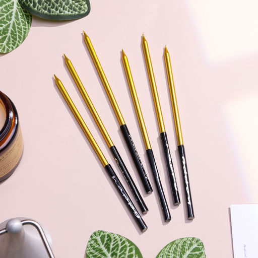 Свечи в торт Праздник, 6 шт, 14,5 см, золото с чёрным - Страна карнавалия фото 5