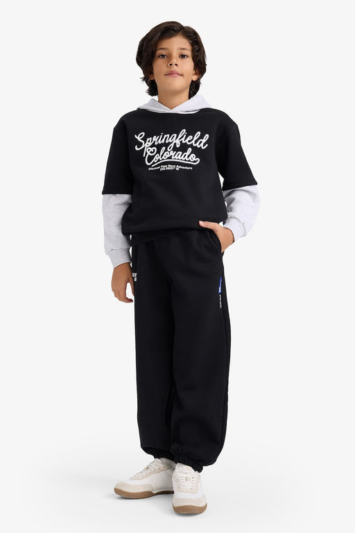 Kap__onlu Bask_l_ __i Yumu_ak T_yl_ Sweatshirt Erkek _ocuk - Defacto фото 2