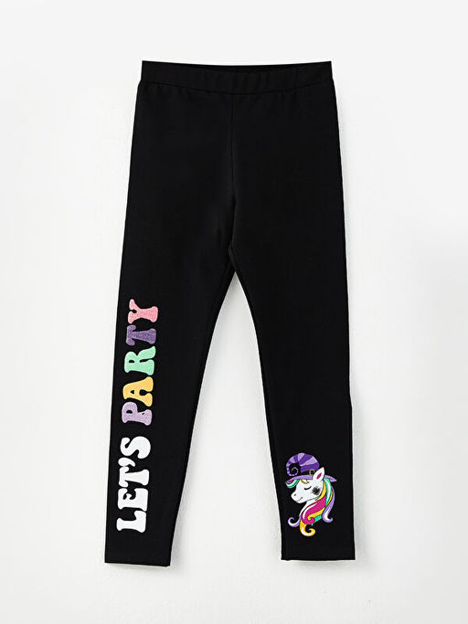 Bisiklet Yaka Bask?l? Uzun Kollu K?z ?ocuk Sweatshirt Tayt ve Ta? - Waikiki фото 3