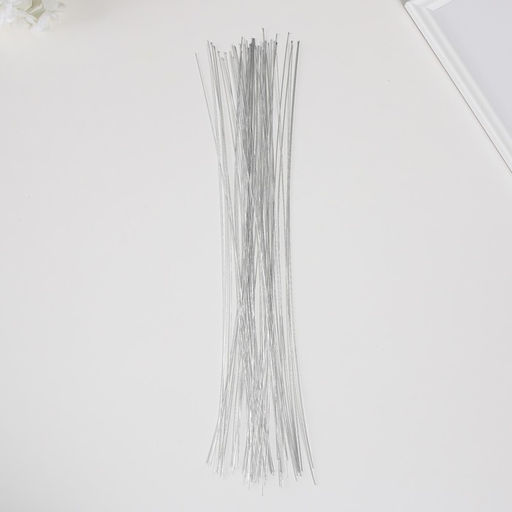 Цена за 50 шт. Проволока для изготовления искусственных цветов «Серебро», 40 см, сечение 0.7 мм