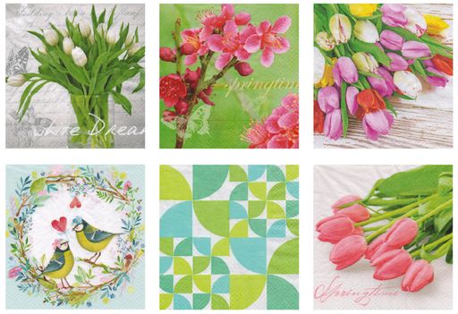 Love2art салфетки бумажные АССОРТИ 3х слойные SDD 33 x 33 12 шт. Набор №1217-01 Дыхание весны