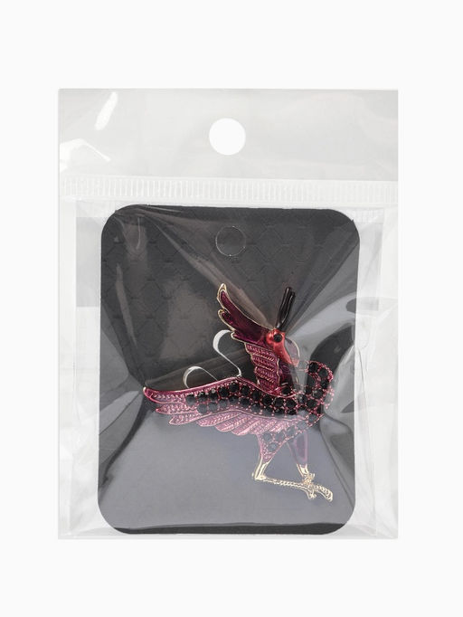 Брошь «Птица» аист, стразы, цвет фиолетовый в золоте