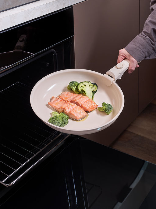 Набор посуды для приготовления со съемной ручкой smart ceramic, 7 предметов, цвета топленого молокатермо