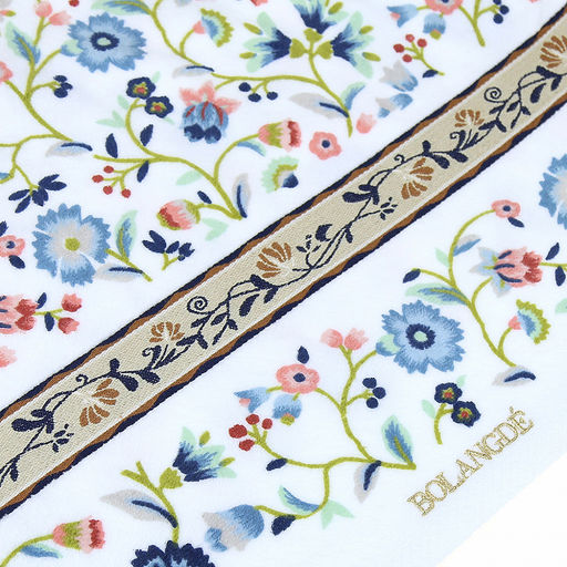 "Япония-2021" Полотенце махровое 50х90см, плотность 300гр/м2, 100% хлопок, с вышивкой, Васильки, синий, Bolangde (Китай)