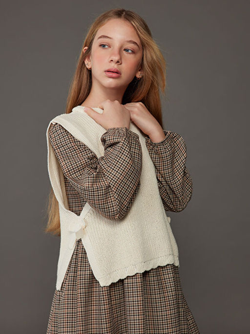 Ekose K?z ?ocuk Elbise ve S?veter