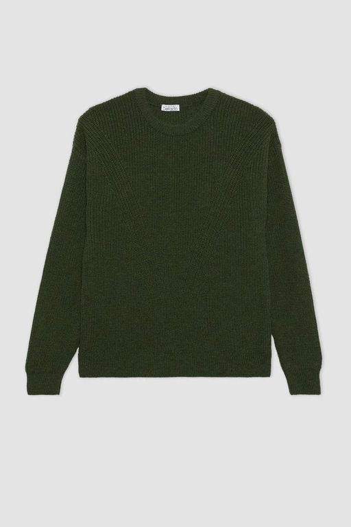 Трикотажный свитер обычного кроя с круглым вырезом - Defacto фото 7