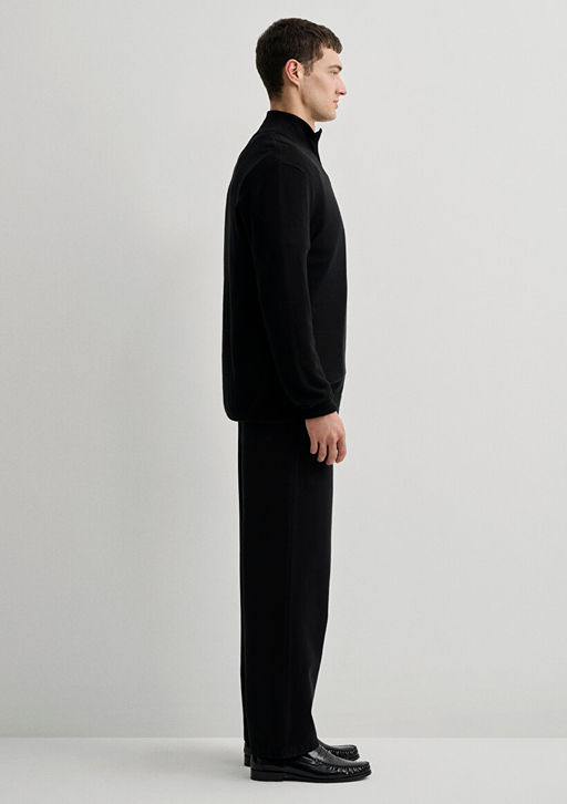 Yar? Fermuarl? Dik Yaka Siyah Kazak - Mavi фото 5