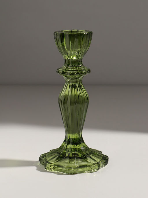 Стеклянный подсвечник на 1 свечу «Бутон на ножке», зелёный, d=2 см, 8×8×15 см