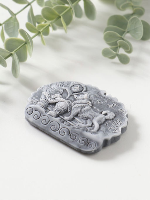 Магнит "С хаски на санях" (барельеф), 6,5см