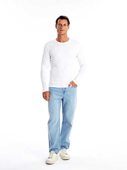 Bisiklet Yaka Uzun Kollu Penye Erkek Ti??rt