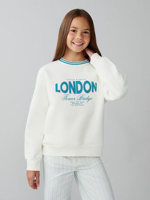 London Bask?l? K?z ?ocuk Kal?n Sweatshirt
