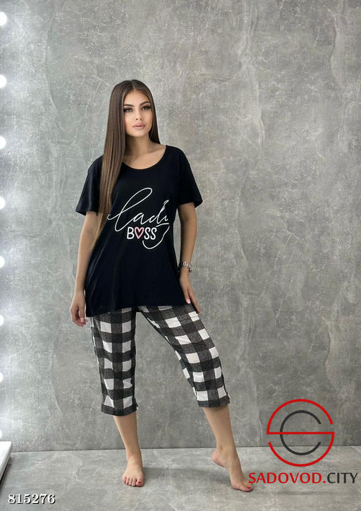 Пижама женская футболка и бриджи