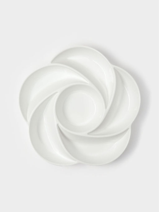 Менажница глубокая, 6 секций, d=28 см, пластик, белая