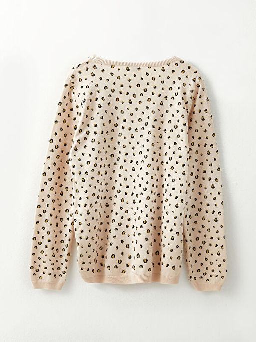 Bisiklet Yaka Bask?l? Uzun Kollu K?z ?ocuk Triko Kazak - Waikiki фото 2