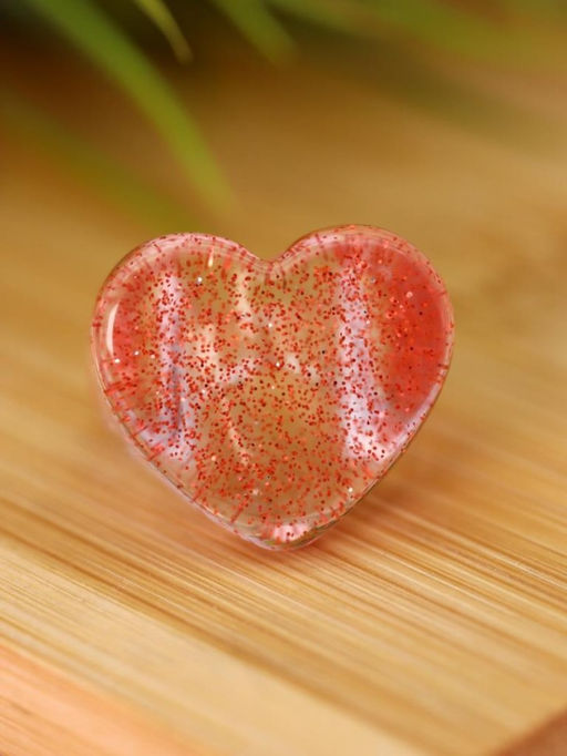 Кольцо акриловое GIRLY "Red heart", red (d=1,7 см)