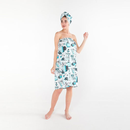 Набор для сауны Этель Mint mood парео 80*144 см + чалма, вафля 200г/м2, 100% хл  фото 2