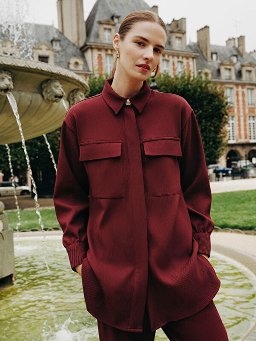 Dokulu Oversize Kad?n G?mlek Tunik