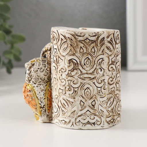 Фигурка-карандашница полистоун «Филины с орнаментом», 6.5×8.5×9 см