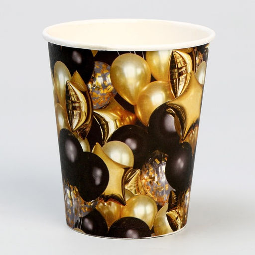 Стакан бумажный Чёрное золото. Шары, в наборе 6 шт. - Страна карнавалия фото 2