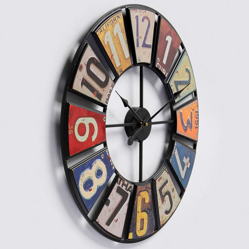 Часы настенные интерьерные «Номера», серия: Лофт, дерево, металл, бесшумные, плавный ход, d=50 см, от батарейки 1хАА